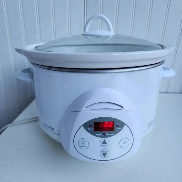 Crock Pot Rival SCRC500 Crockpot Slow Cooker Timer Removable Insert White 5 QT - Picture 1 of 12